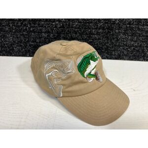 BK Bass Fish Embroidered Hat Fishing Outdoors Casual Tan Cotton Cap - See pics*‎
